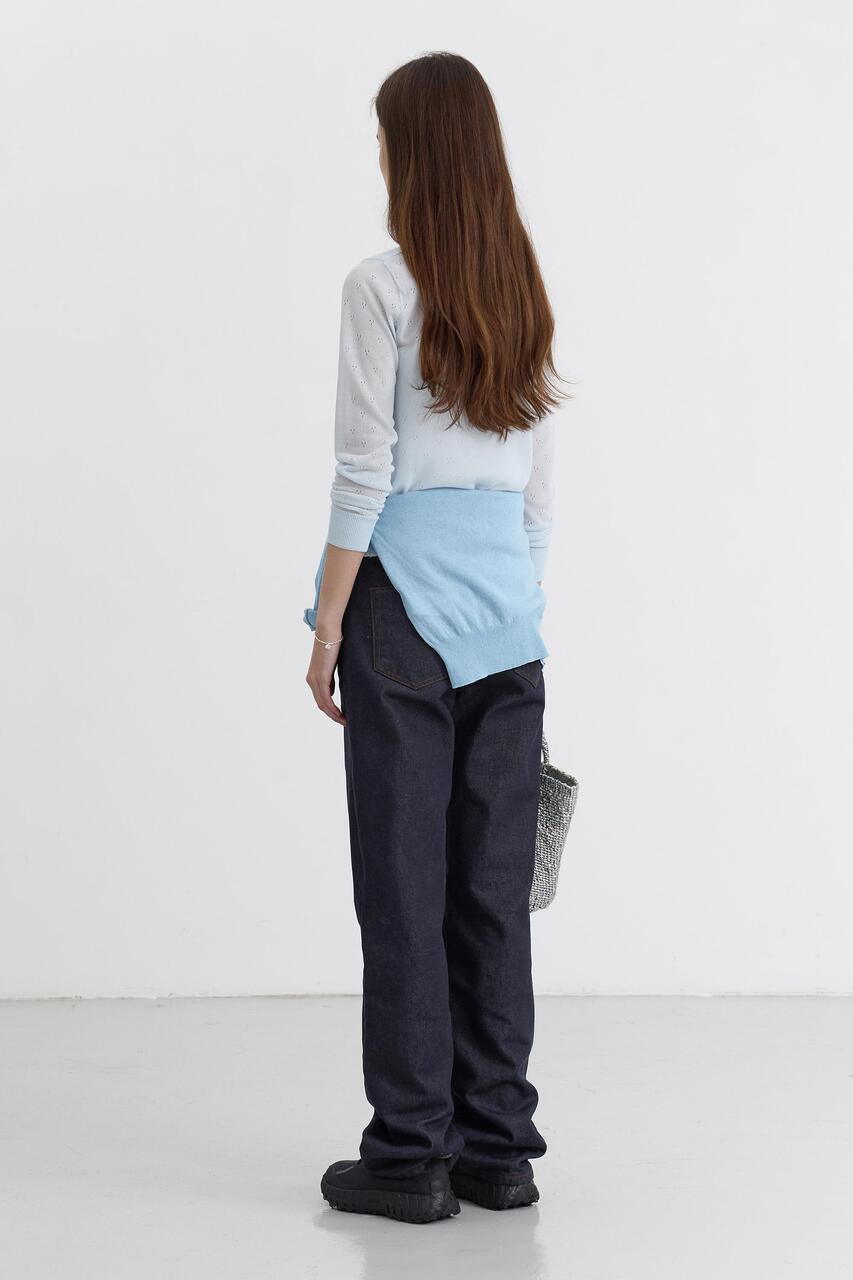 Dunst Crewneck Sheer Cardigan Soft Blue