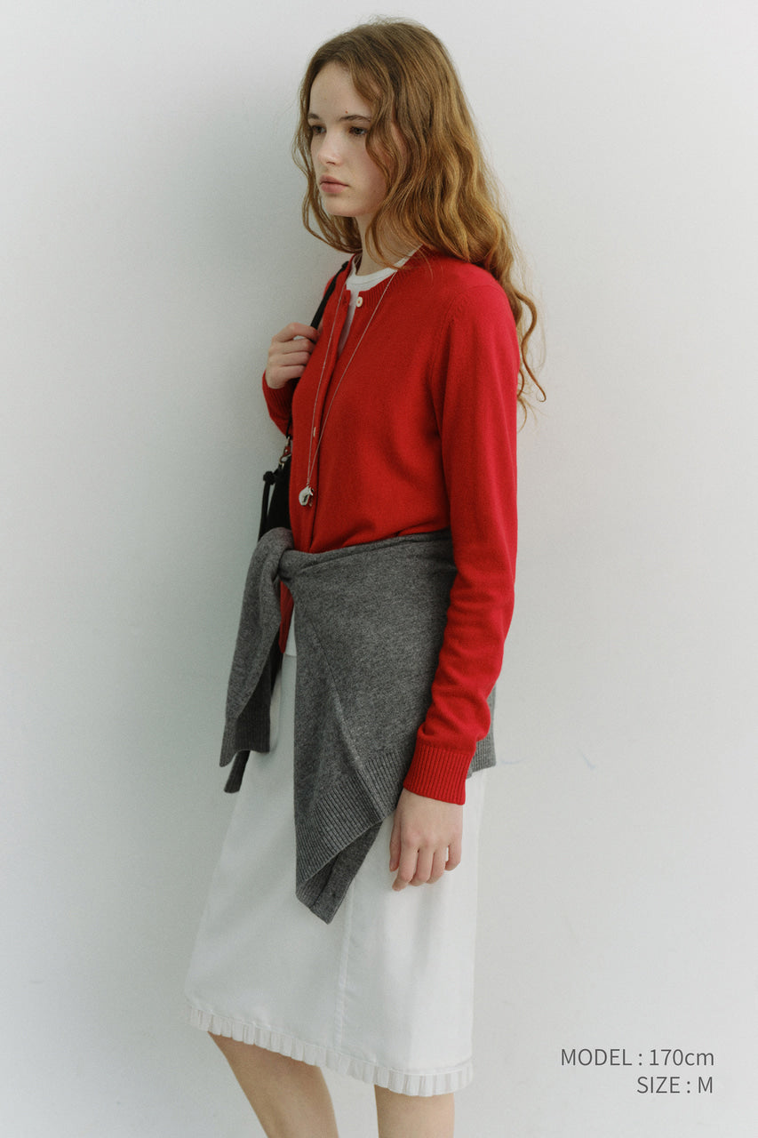 Dunst Essential Crewneck Knit Cardigan Tomato Red