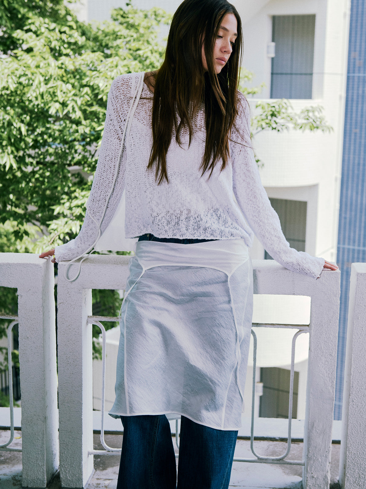 Low Classic Wave Cropped Sweater Ivory