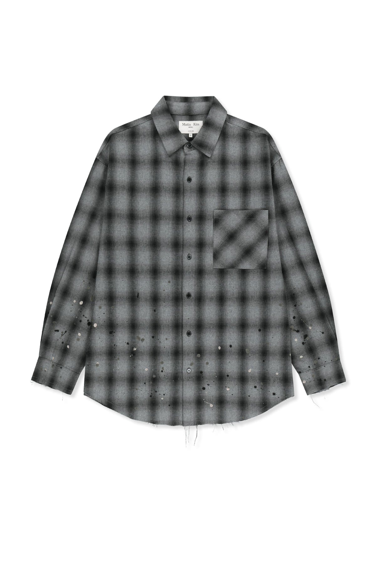 Matinkim Paint Effect Flannel Check Shirt IN Grey