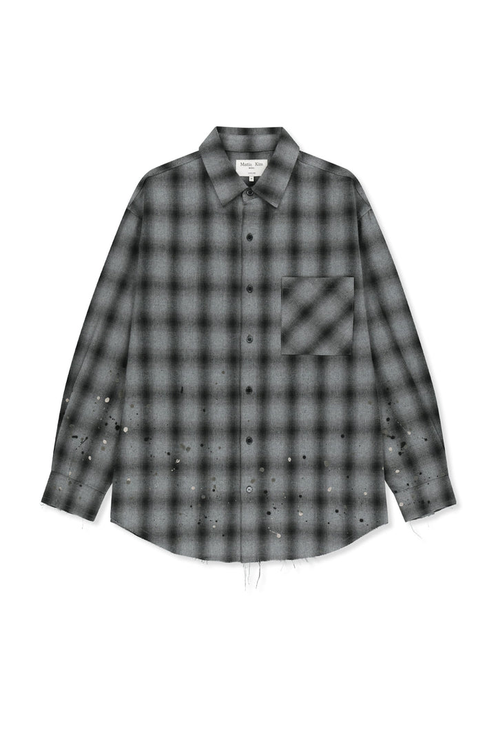 Matinkim Paint Effect Flannel Check Shirt IN Grey