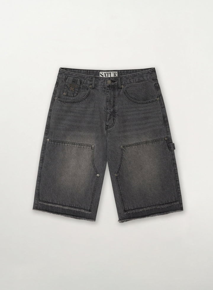 Satur Carpenter Bermuda Denim Pants - Gray