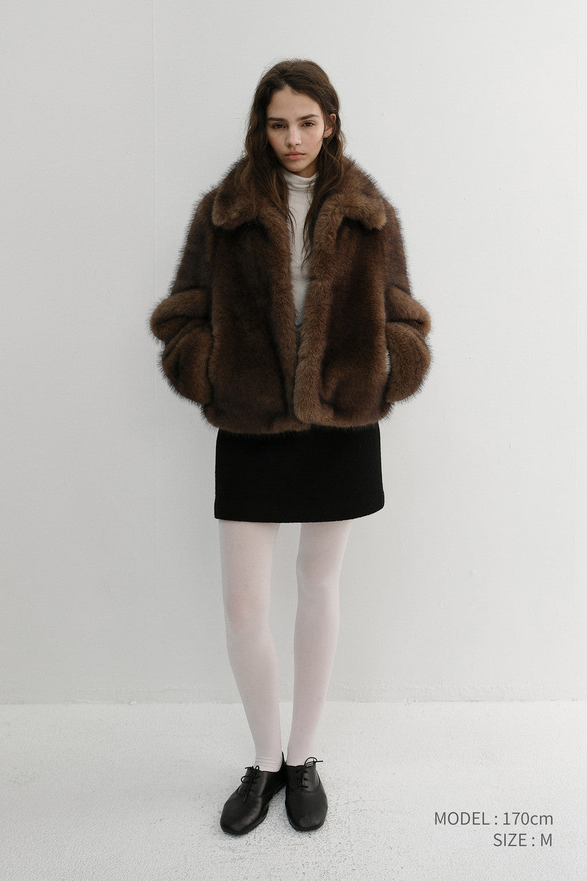 Dunst Cropped Fur Jacket Brown