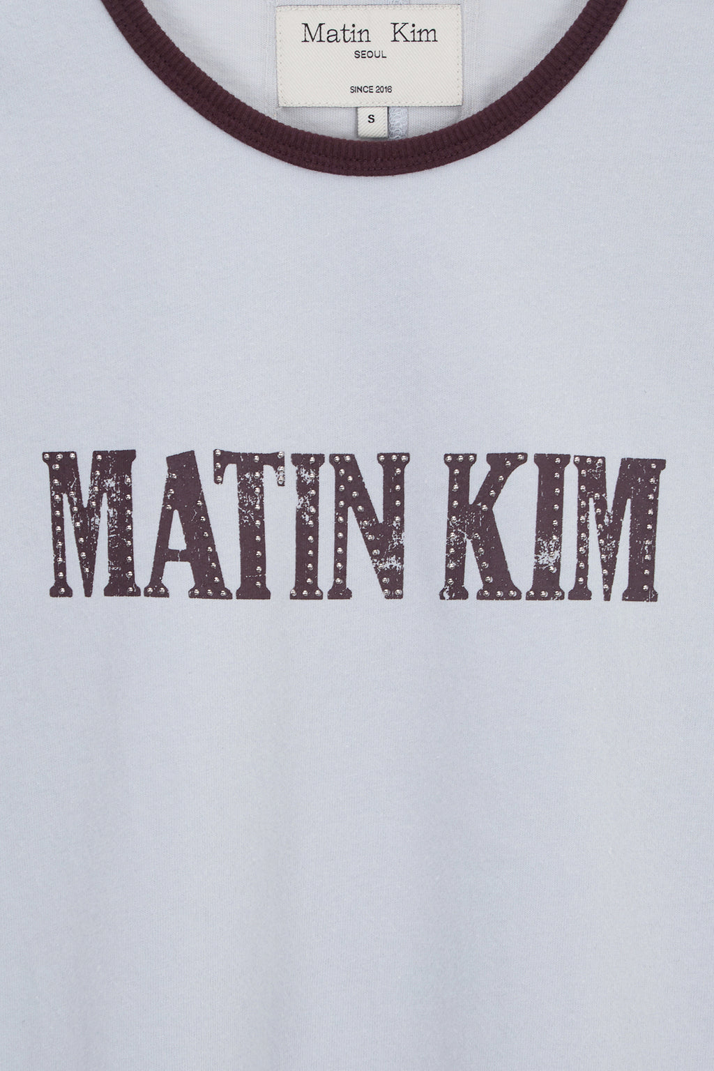 [matinkim] STUD LOGO RINGER TOP IN SMOKE BLUE
