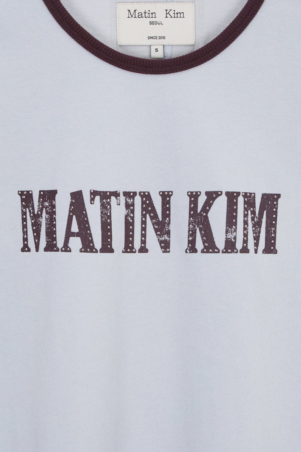 [matinkim] STUD LOGO RINGER TOP IN SMOKE BLUE
