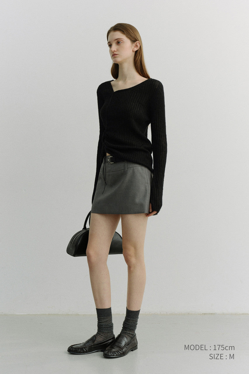 Dunst 2-Way Shirring Knit Top Black