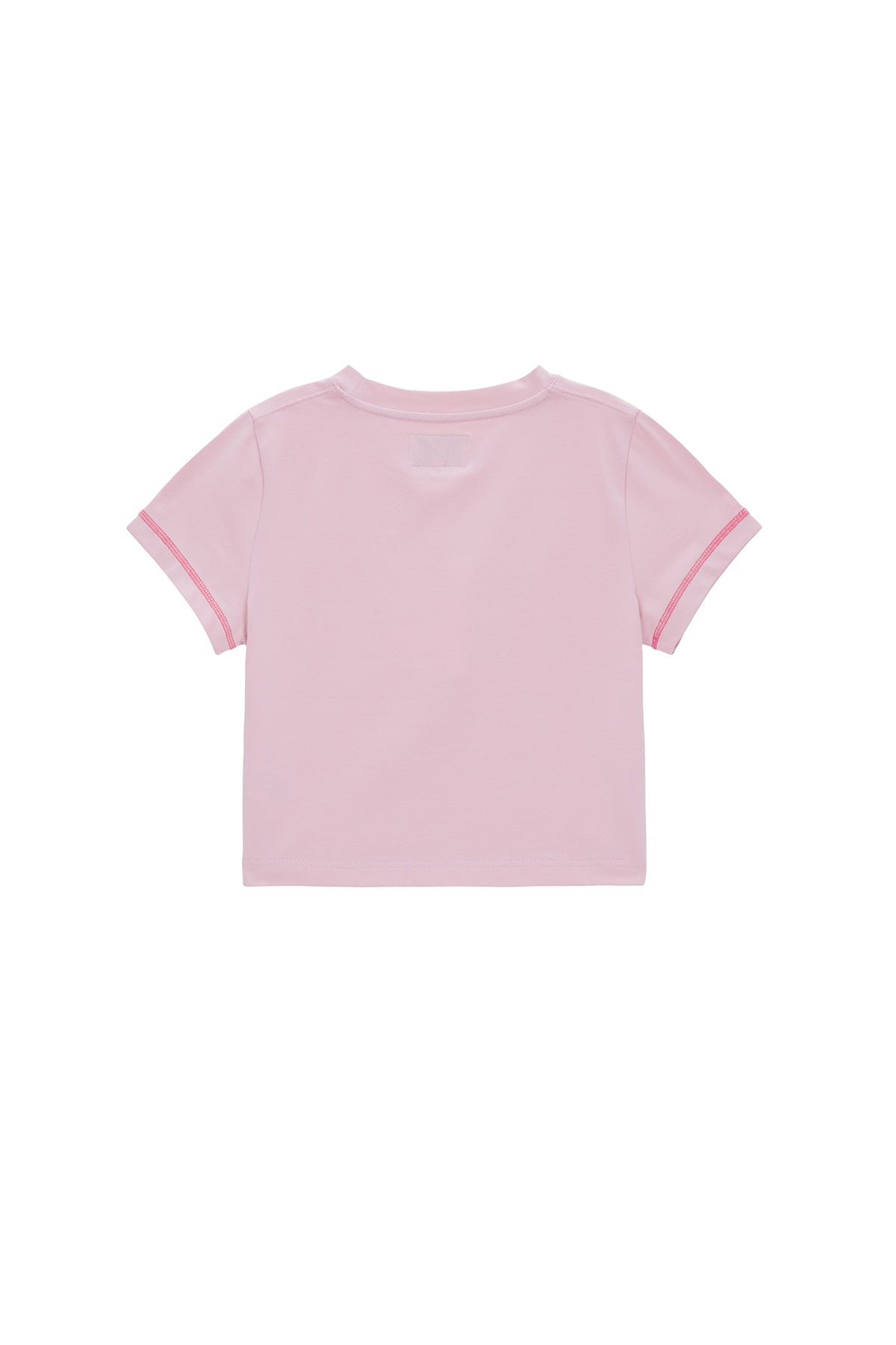 [matinkim] MATIN SMALL LINE LOGO STITCH CROP TOP IN PINK
