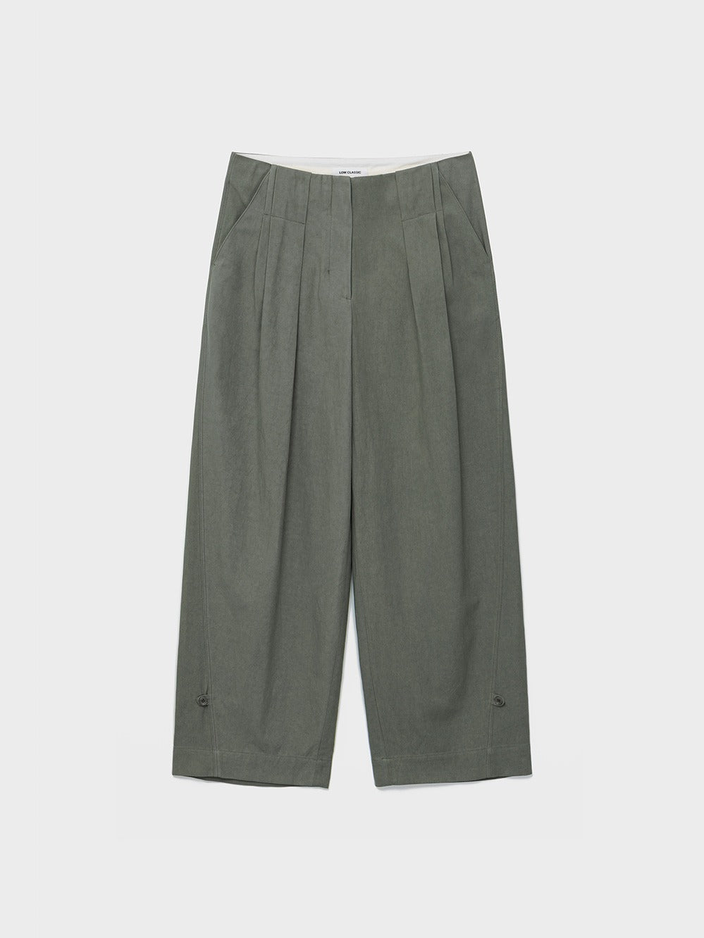 Low Classic Washed Cotton Wide Two-Tuck Pants Khaki