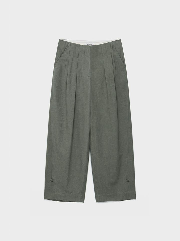 Low Classic Washed Cotton Wide Two-Tuck Pants Khaki