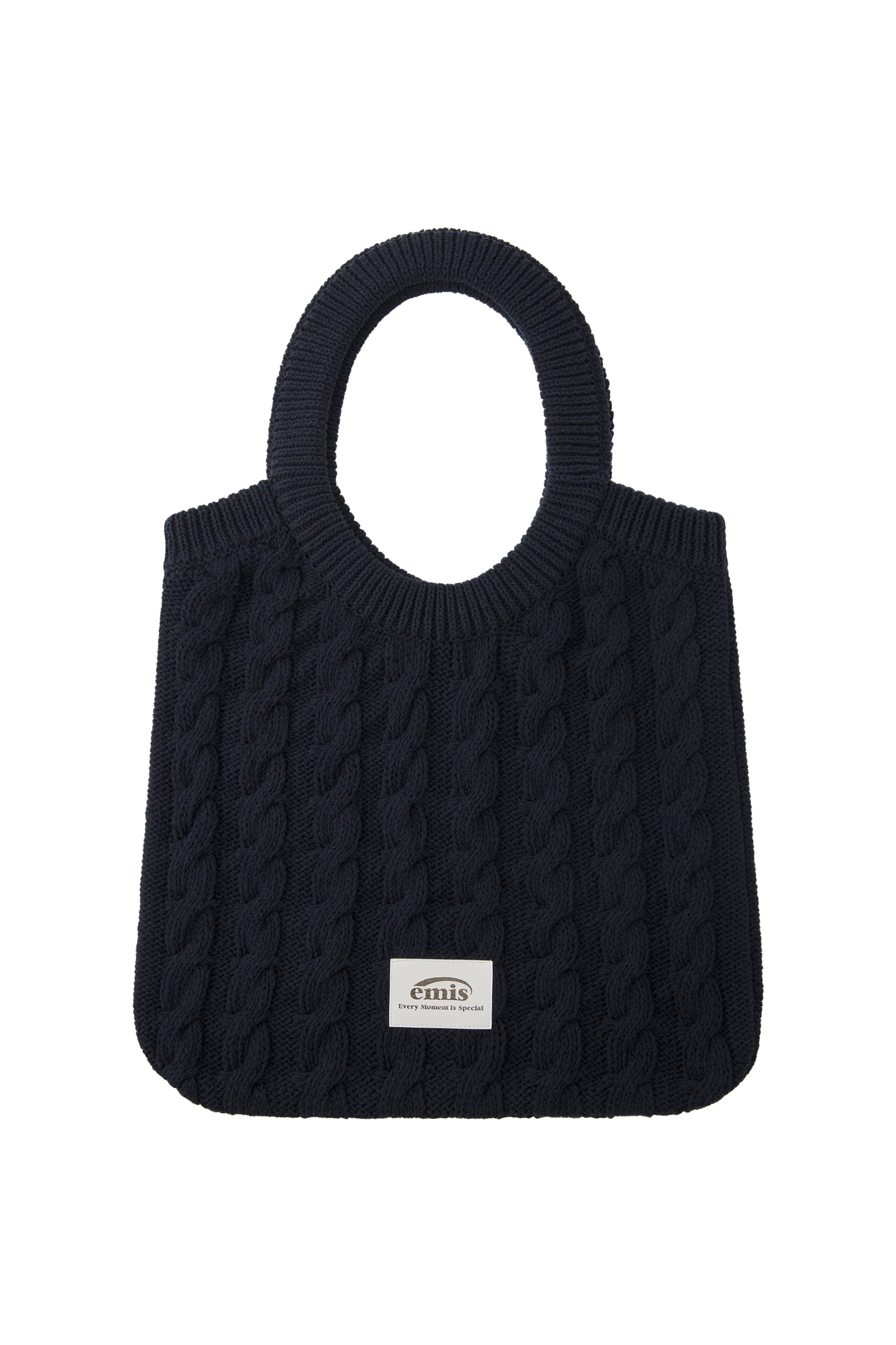 CABLE COTTON KNIT BAG-NAVY