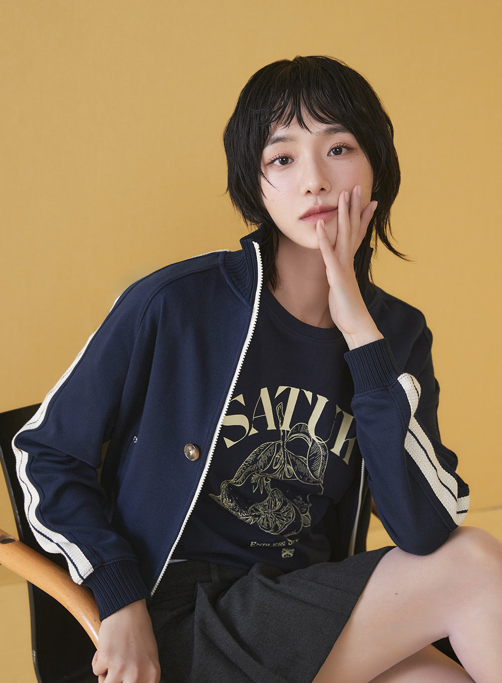 [satur] (W) Lawton All Day Track Zip-up Jacket - Classic Navy