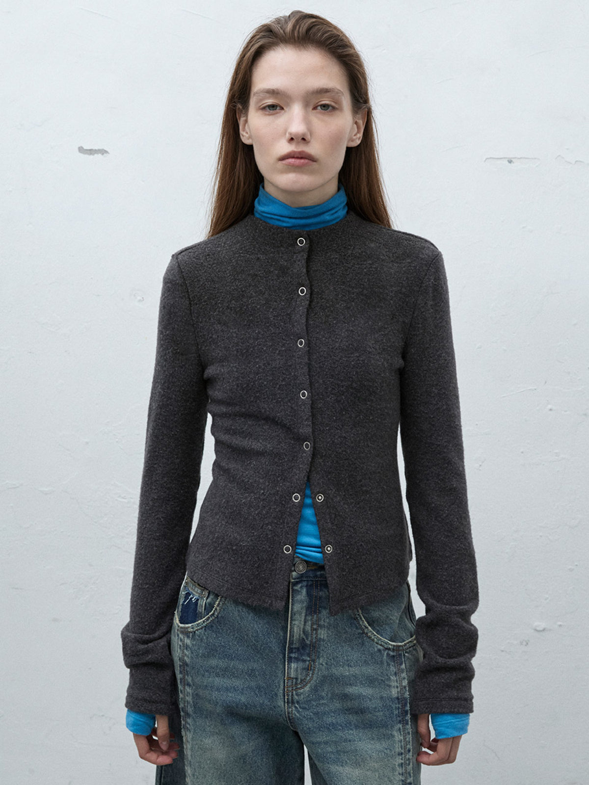 Raive High Neck Button Top