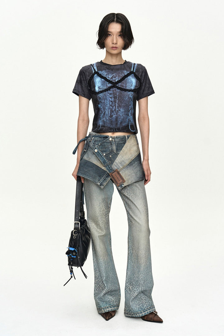 Andersson Bell Upside-Down Printed Wrap Skirt Blue)