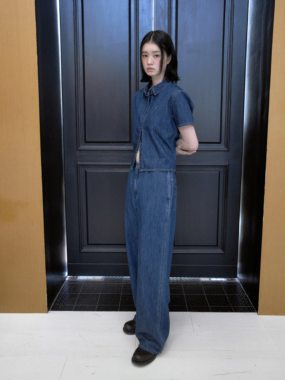 Low Classic Button 1/2 Sleeve Shirt Blue