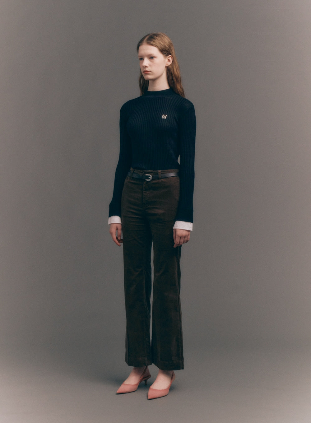 [satur] (W) Cuffs Mock Neck Knit - Black