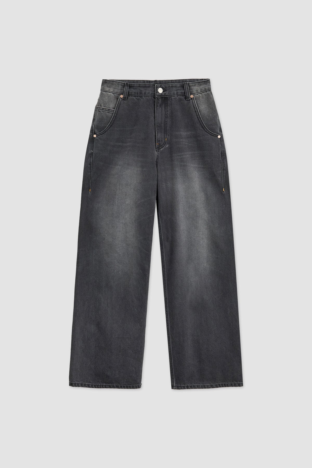 Matinkim Washed Wide Denim Pants IN Dark Grey