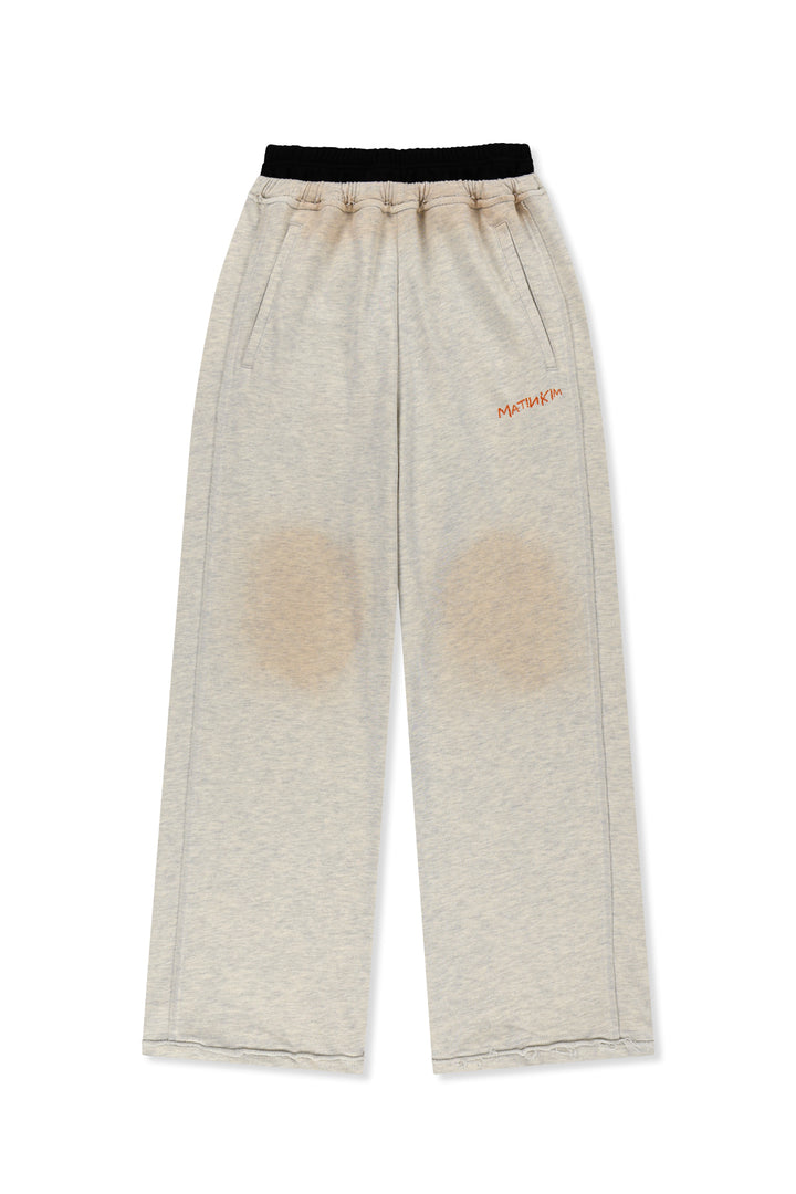 Matinkim Vintage Washed Color Contrast Sweatpants IN Light Beige