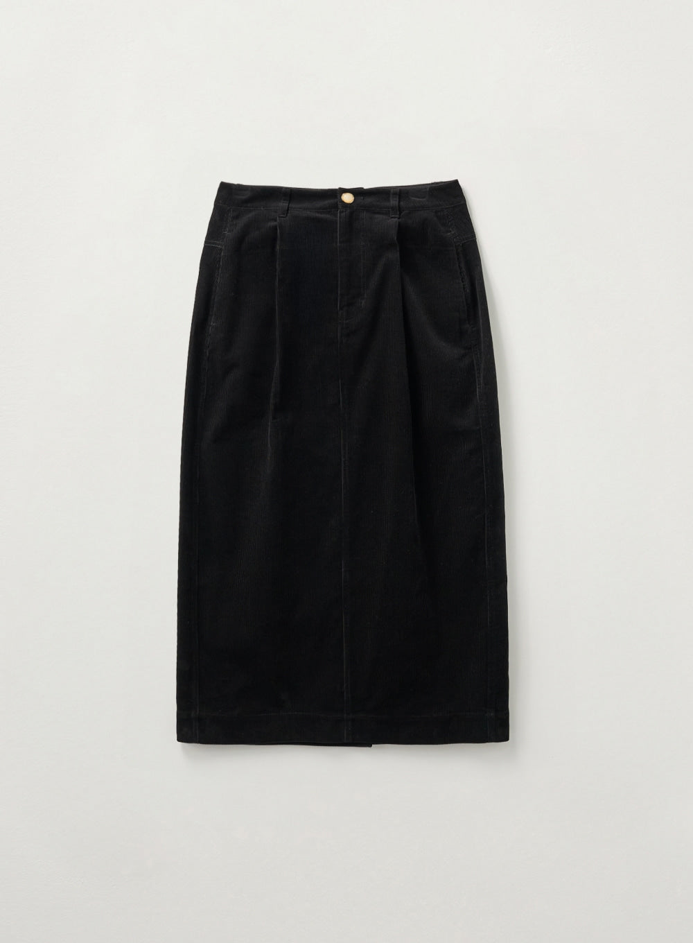 [satur] (W) Corduroy Long Skirt - Black