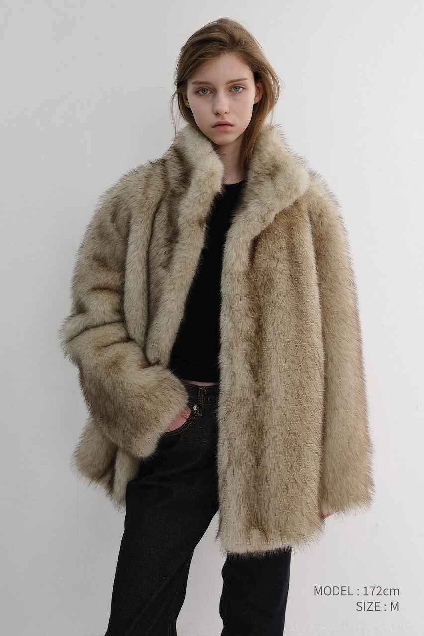 Dunst Half Fur Jacket Beige