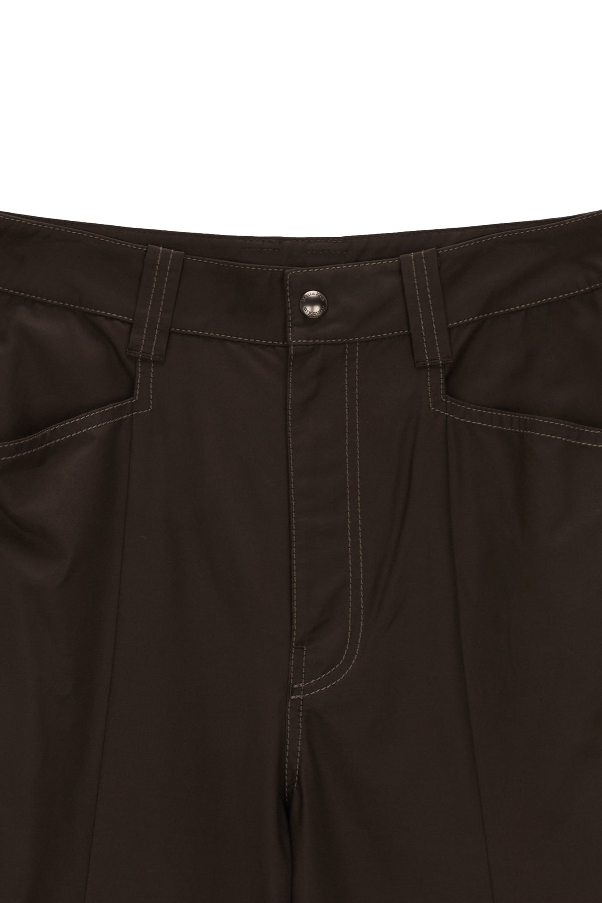[matinkim] KNEE POINT TUCK WIDE PANTS IN BROWN