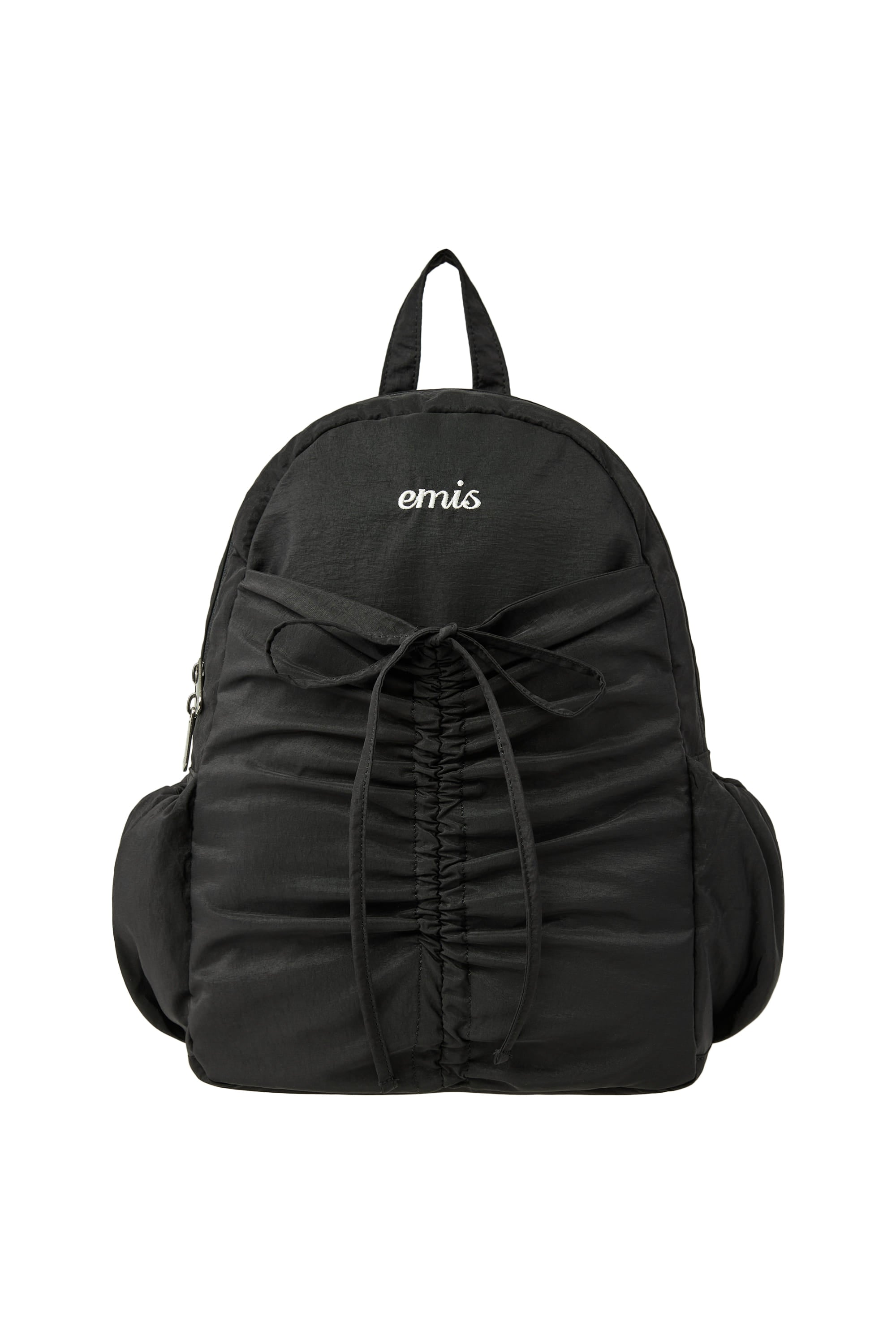 NYLON SHIRRING POCKET BACKPACK-BLACK
