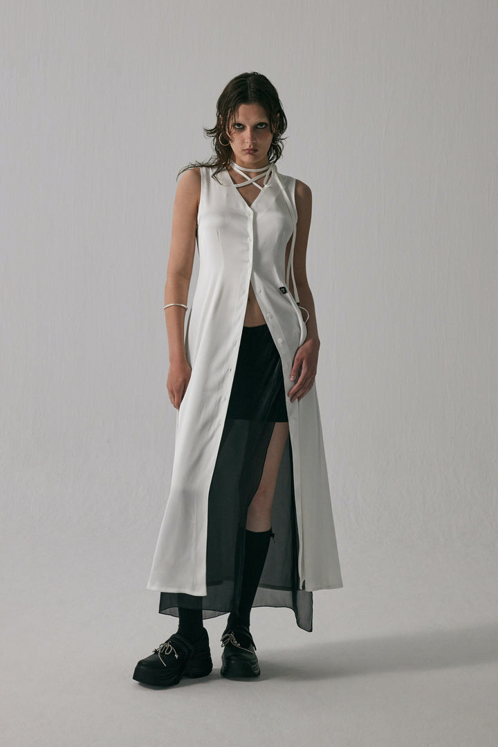 Treemingbird Strap Dart Long One-piece White