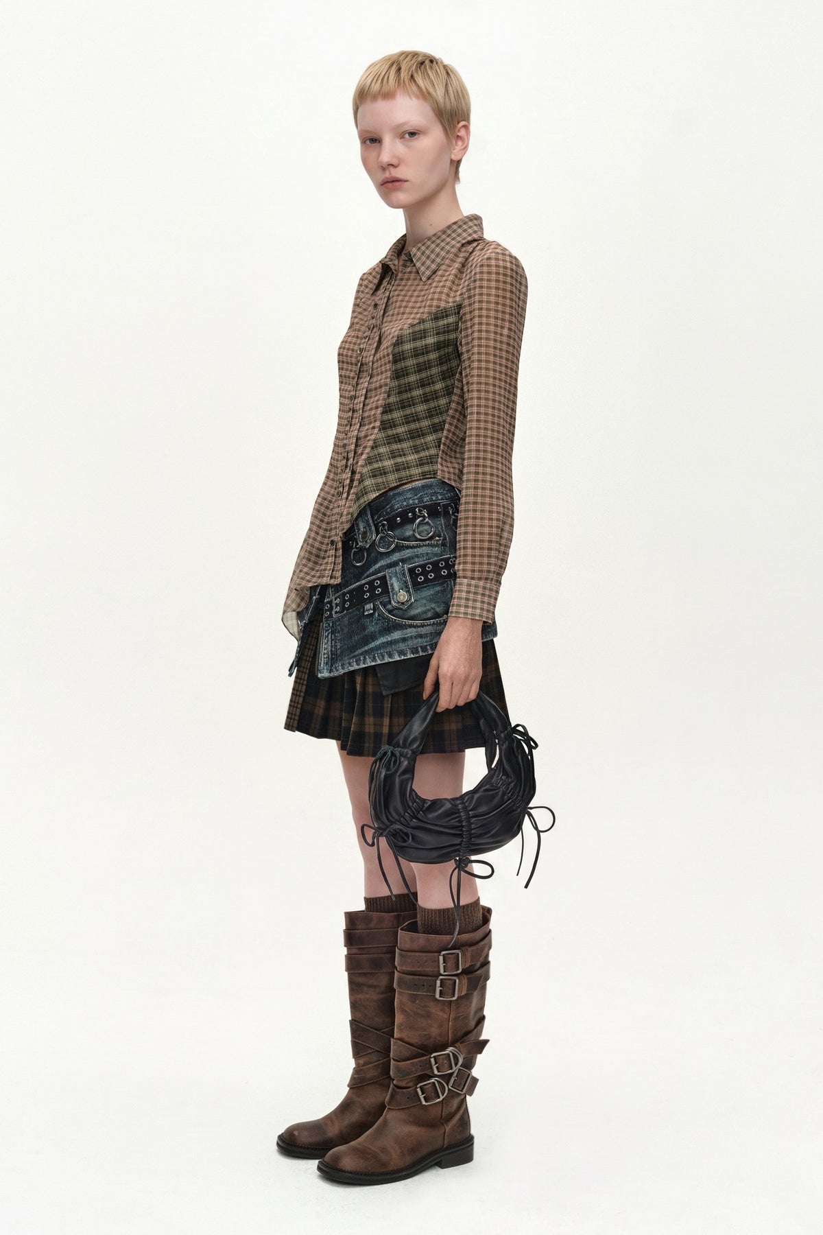 Andersson Bell Asymmetric Studded Mesh Shirt
