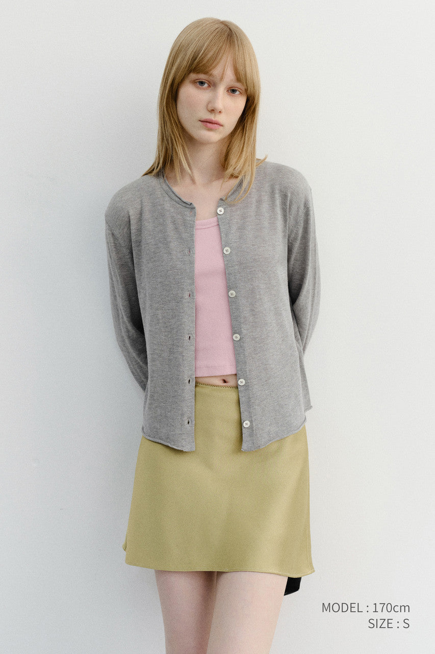 Dunst Summer Essential Crewneck Cardigan Melange Grey