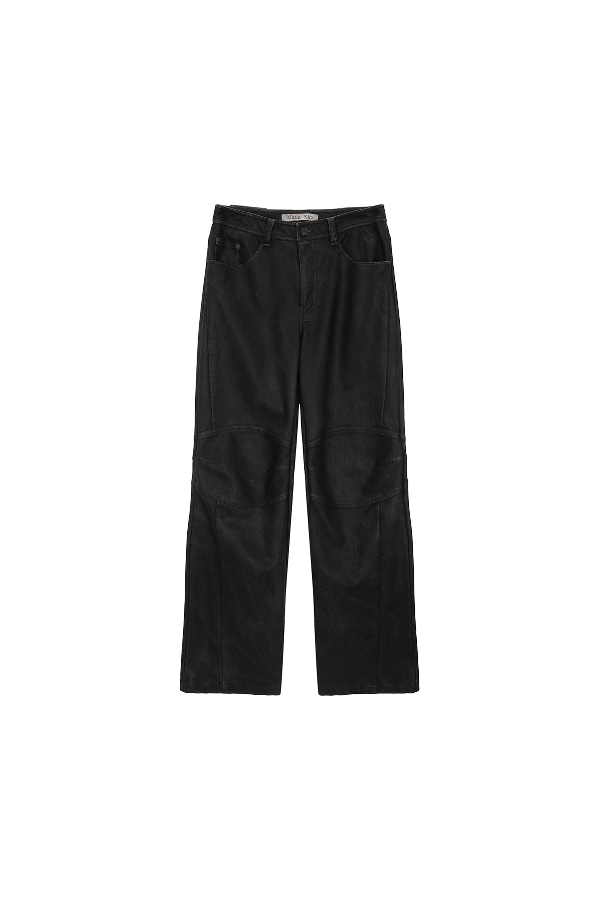 Matinkim Biker Detail Washed Leather Pants IN Khaki