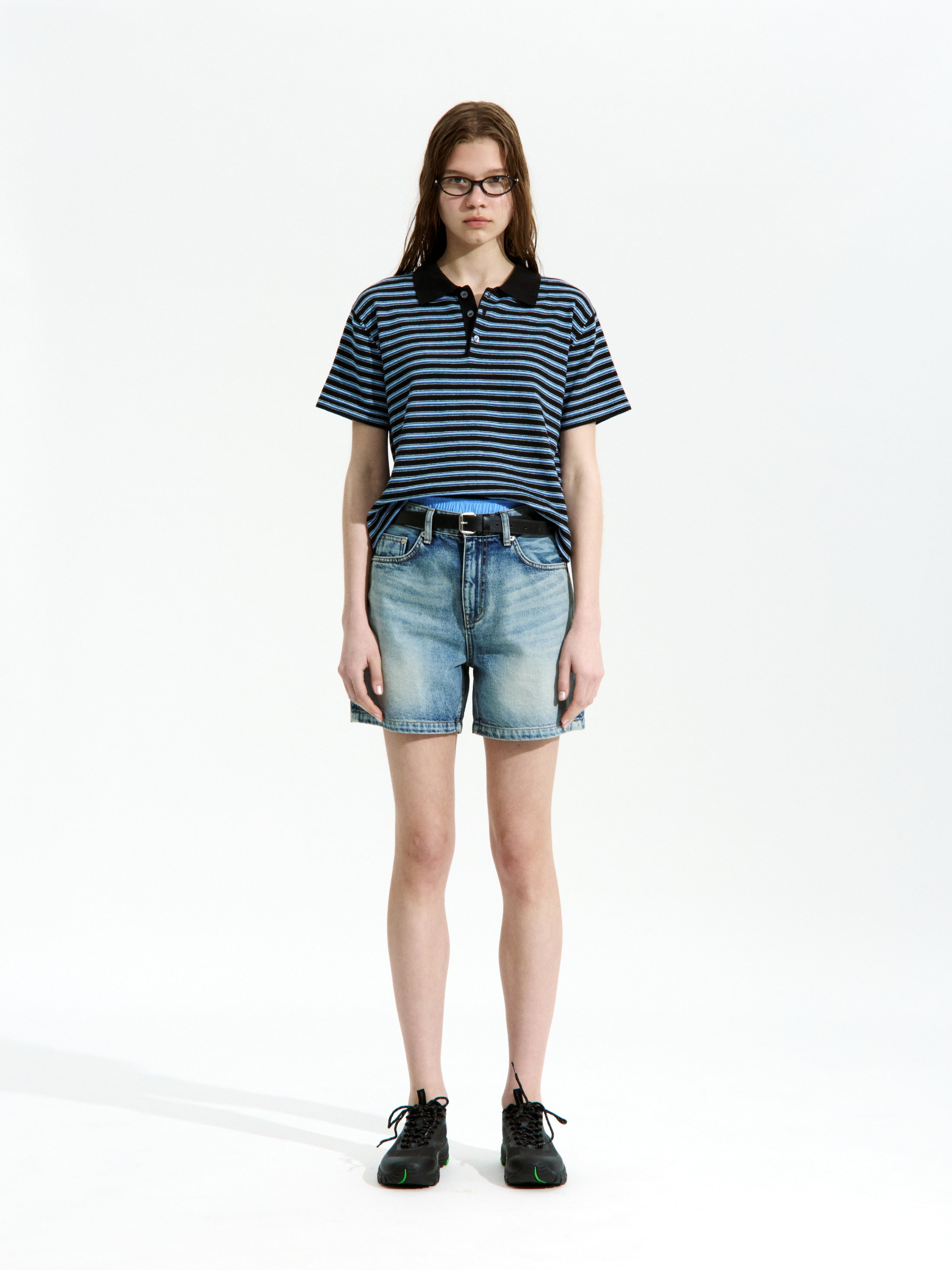 Low Classic Striped Polo Sweater Black