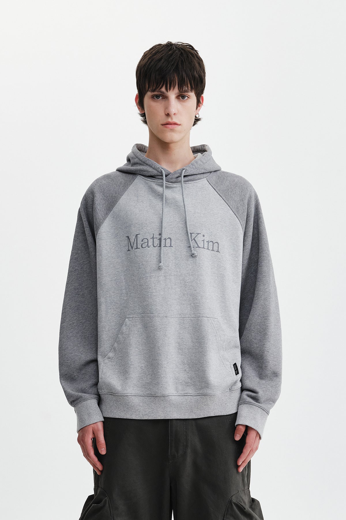 Matinkim Color Block Logo Hoody Top IN Grey