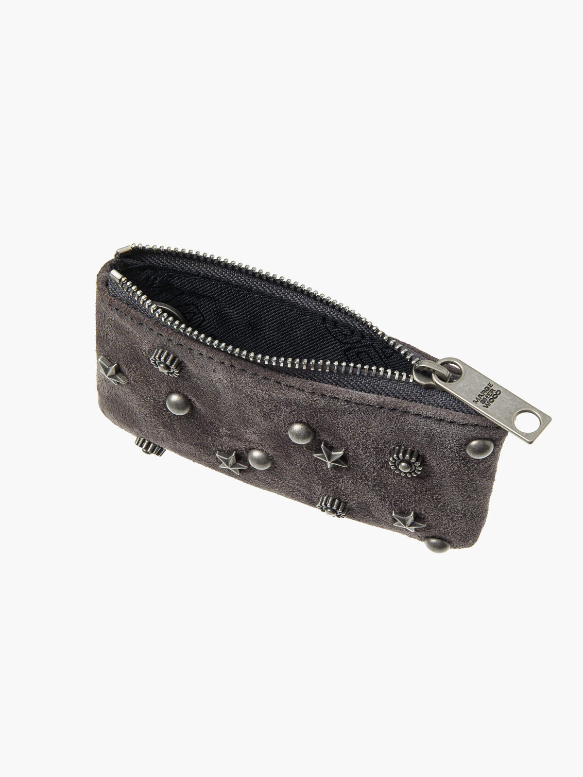 Margesherwood Full Stud Zipper Wallet grey suede