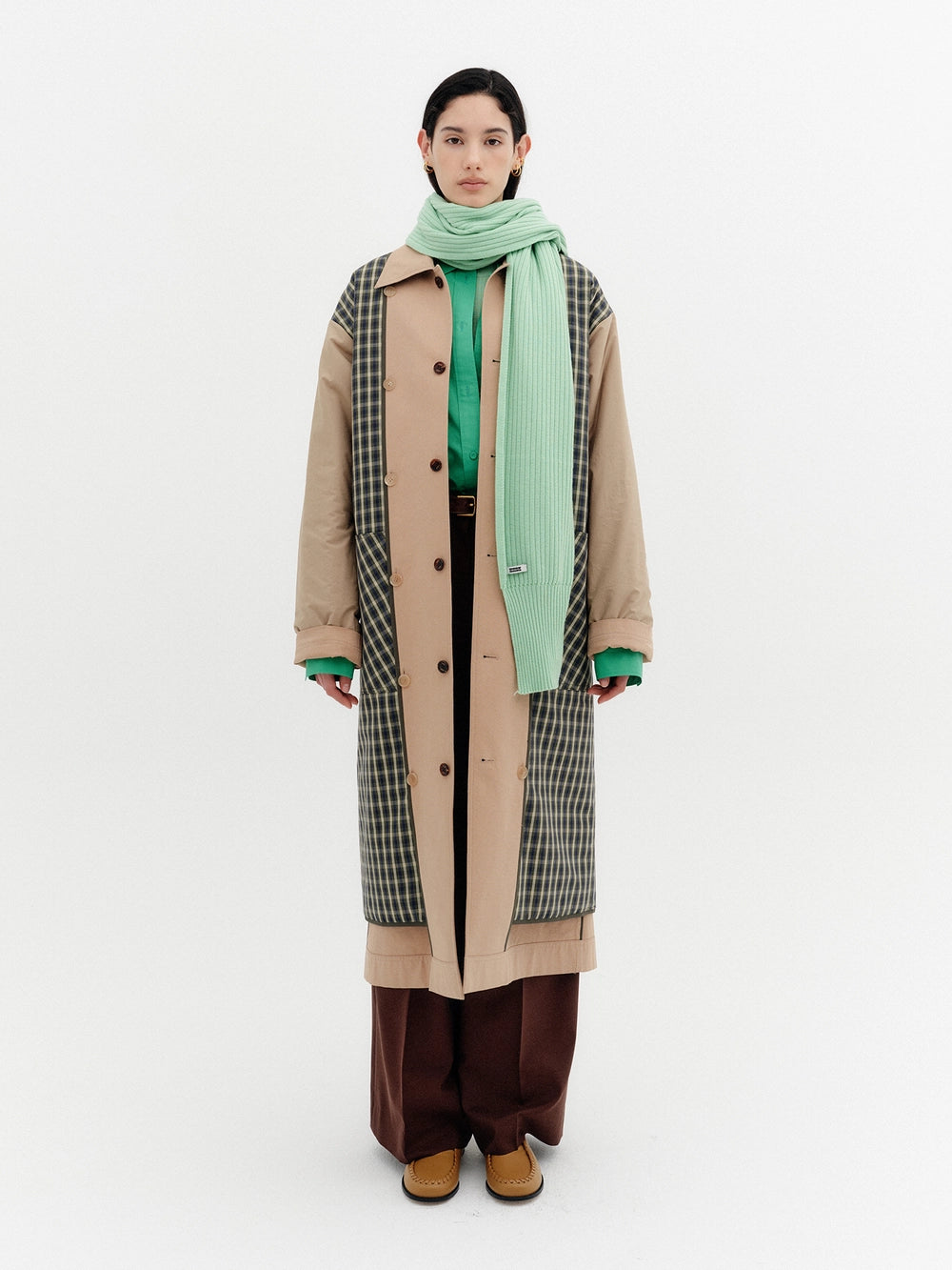 EENK Logo Label Rib Muffler - Green