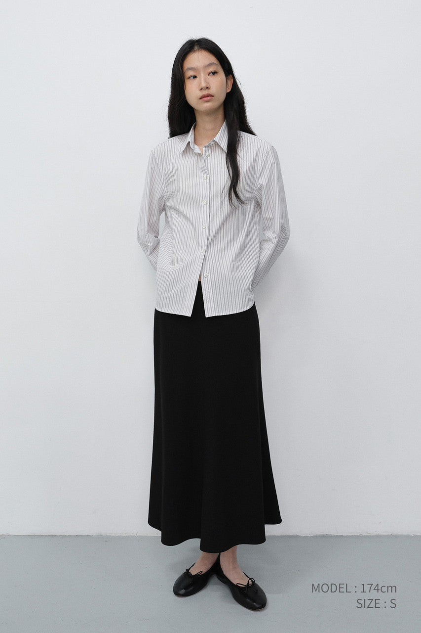 Dunst Essential Slim Striped Shirt Grey Stripe
