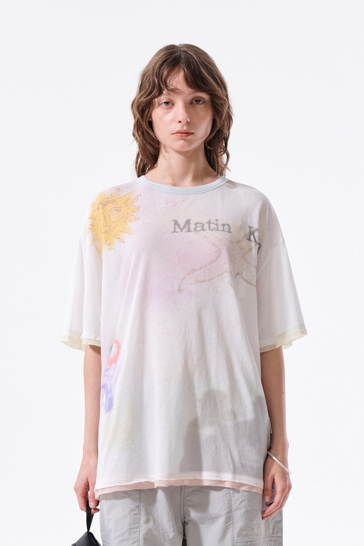Matinkim Matin Kim Sketch Graffiti Over Fit Top IN White