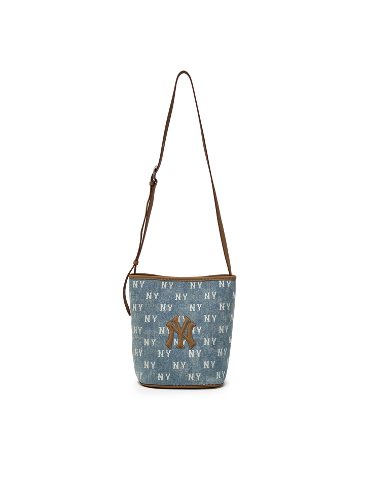 Mlb Classic Monogram Vintage Denim Bucket Bag