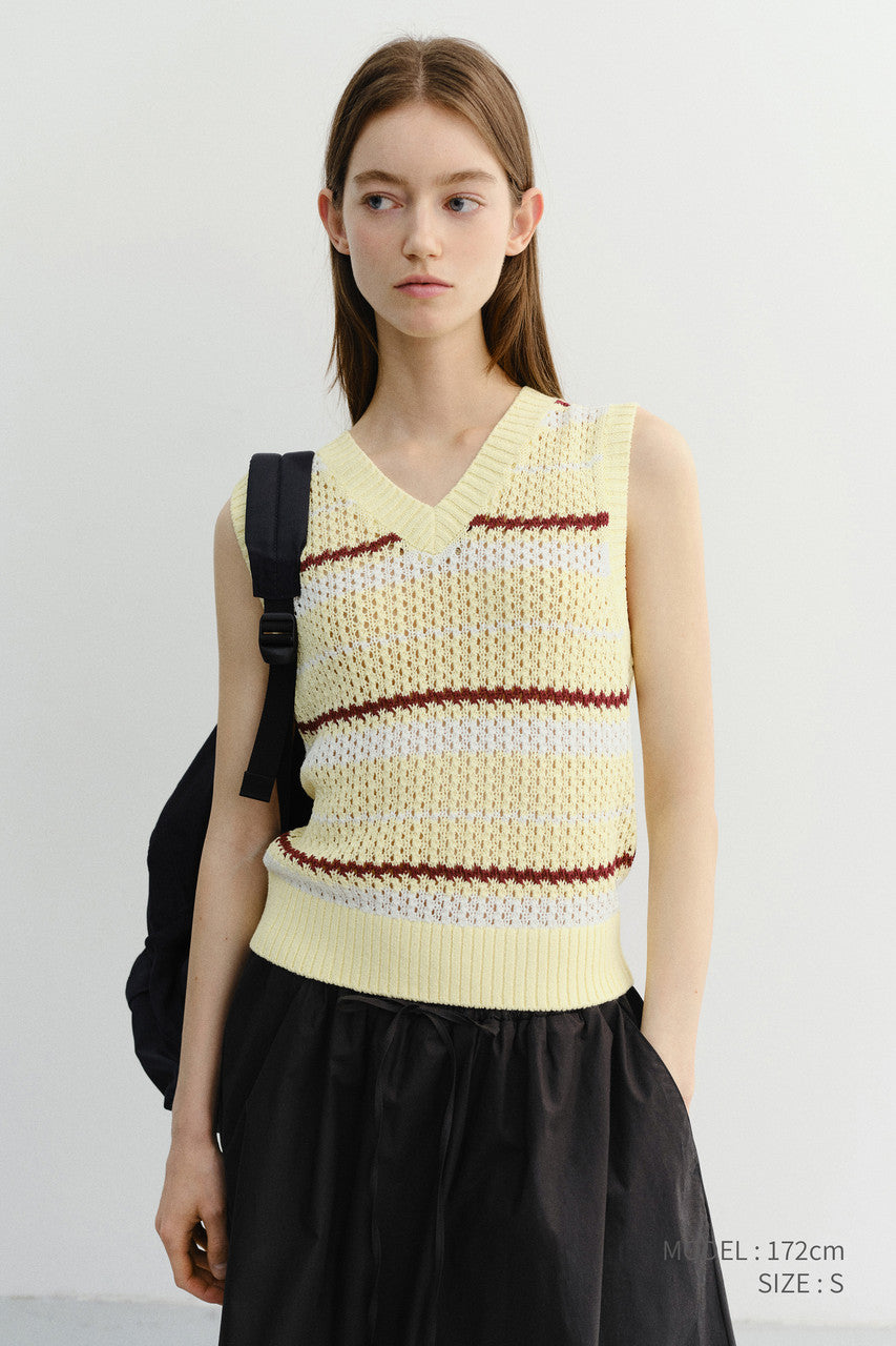 Dunst Unisex Chunky Striped Knit Vest Butter