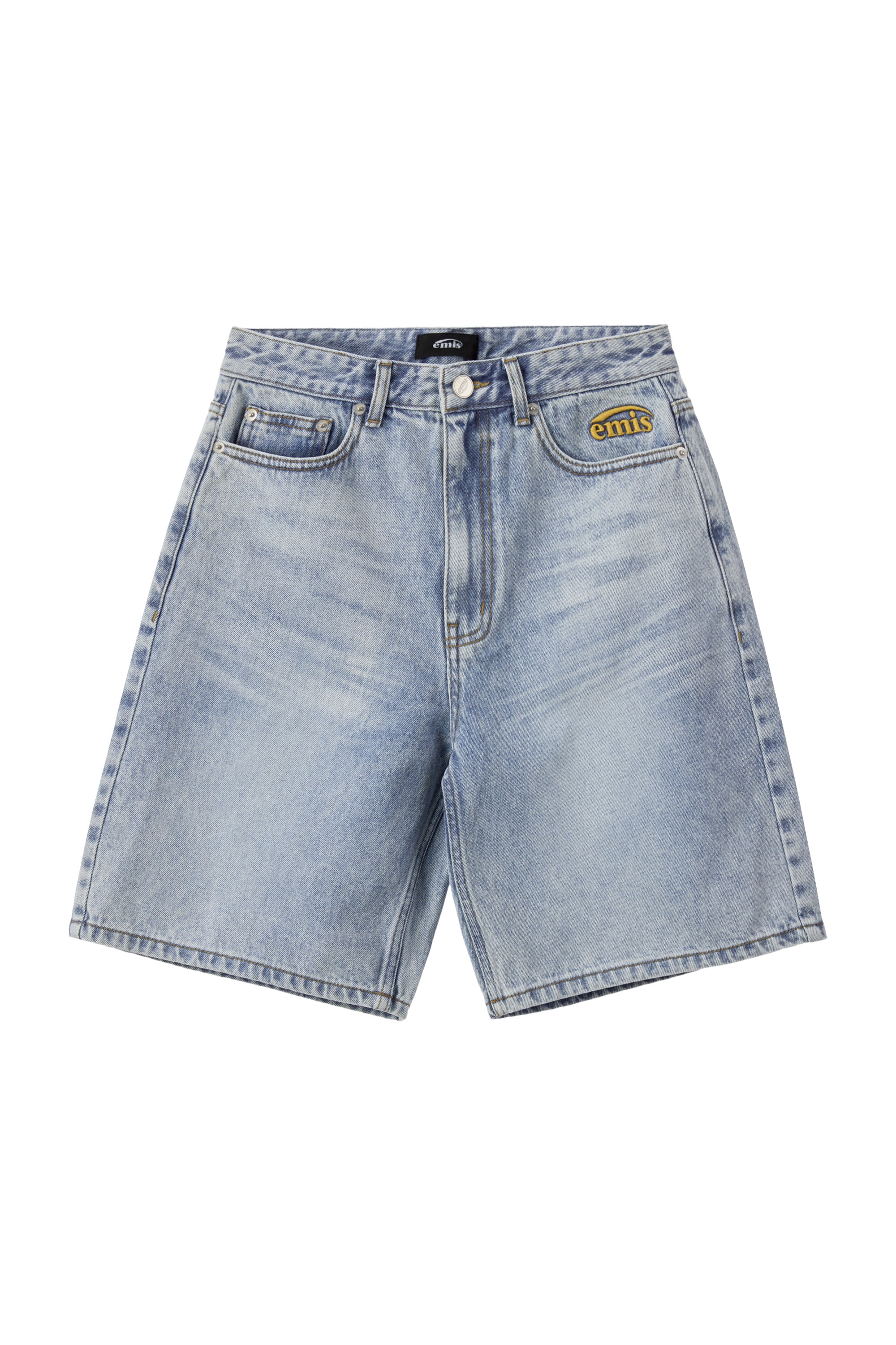 (UNISEX) LOWRISE HALF JEANS-BLUE
