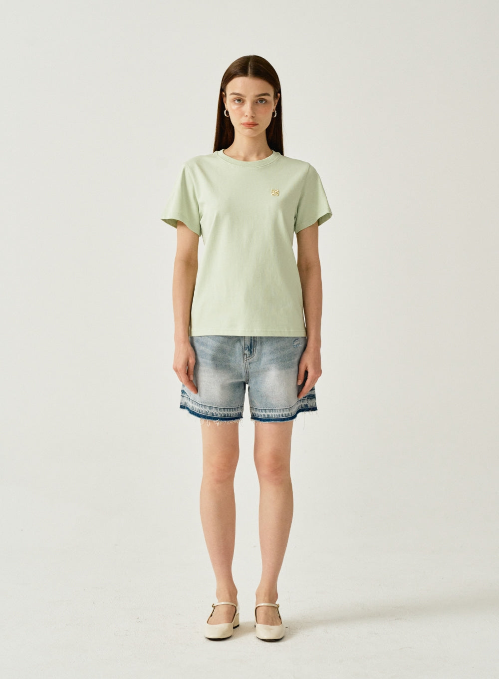 [satur] (W) Classic Small Logo T-Shirt - Olive Mint
