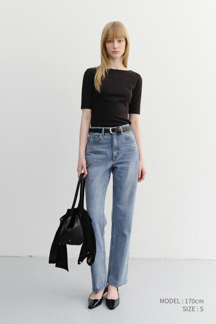 Dunst Essential Boat Neck T-Shirt Black