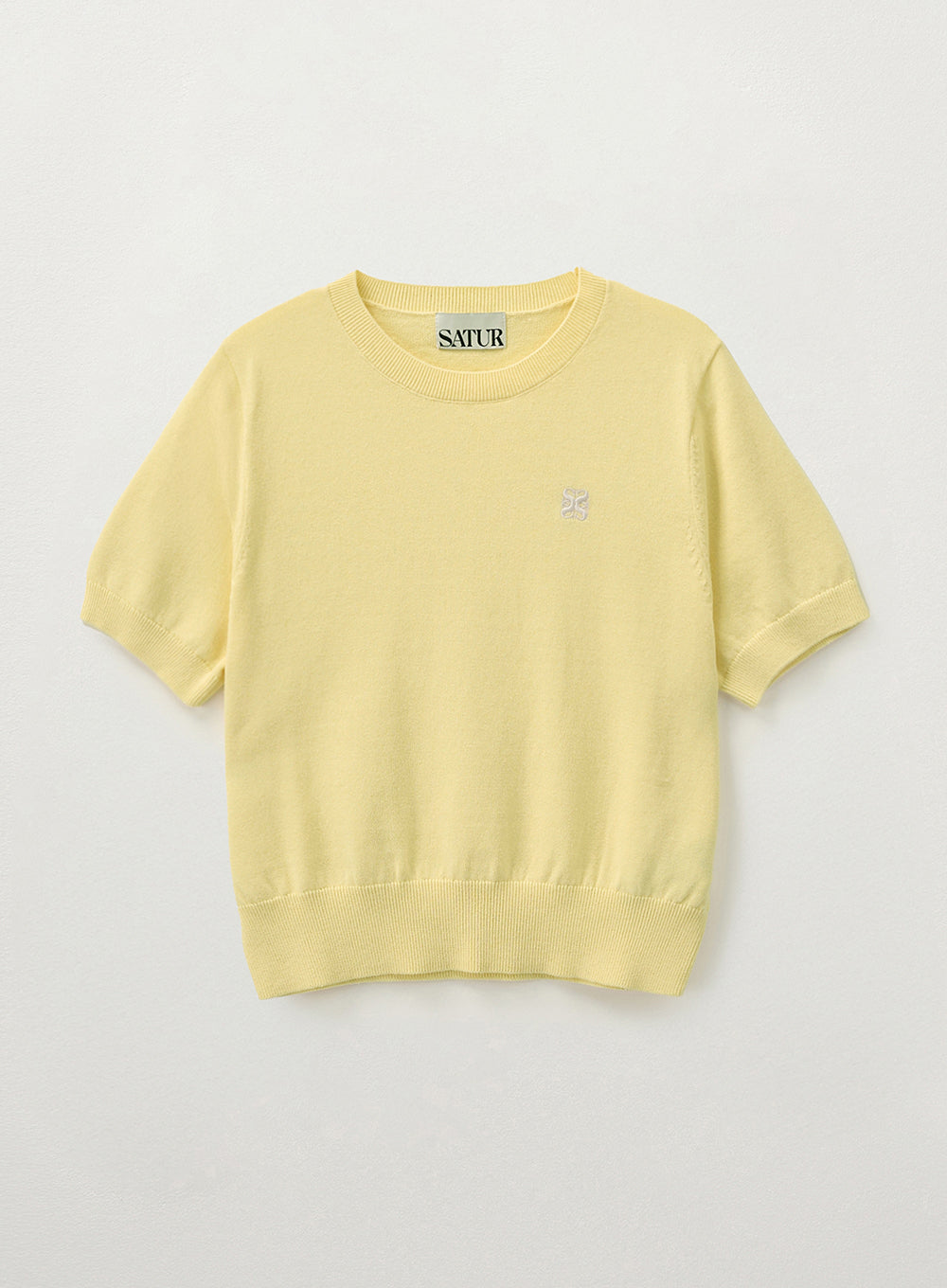 [satur] (W) Classic Crew Neck Half Knit - Yellow