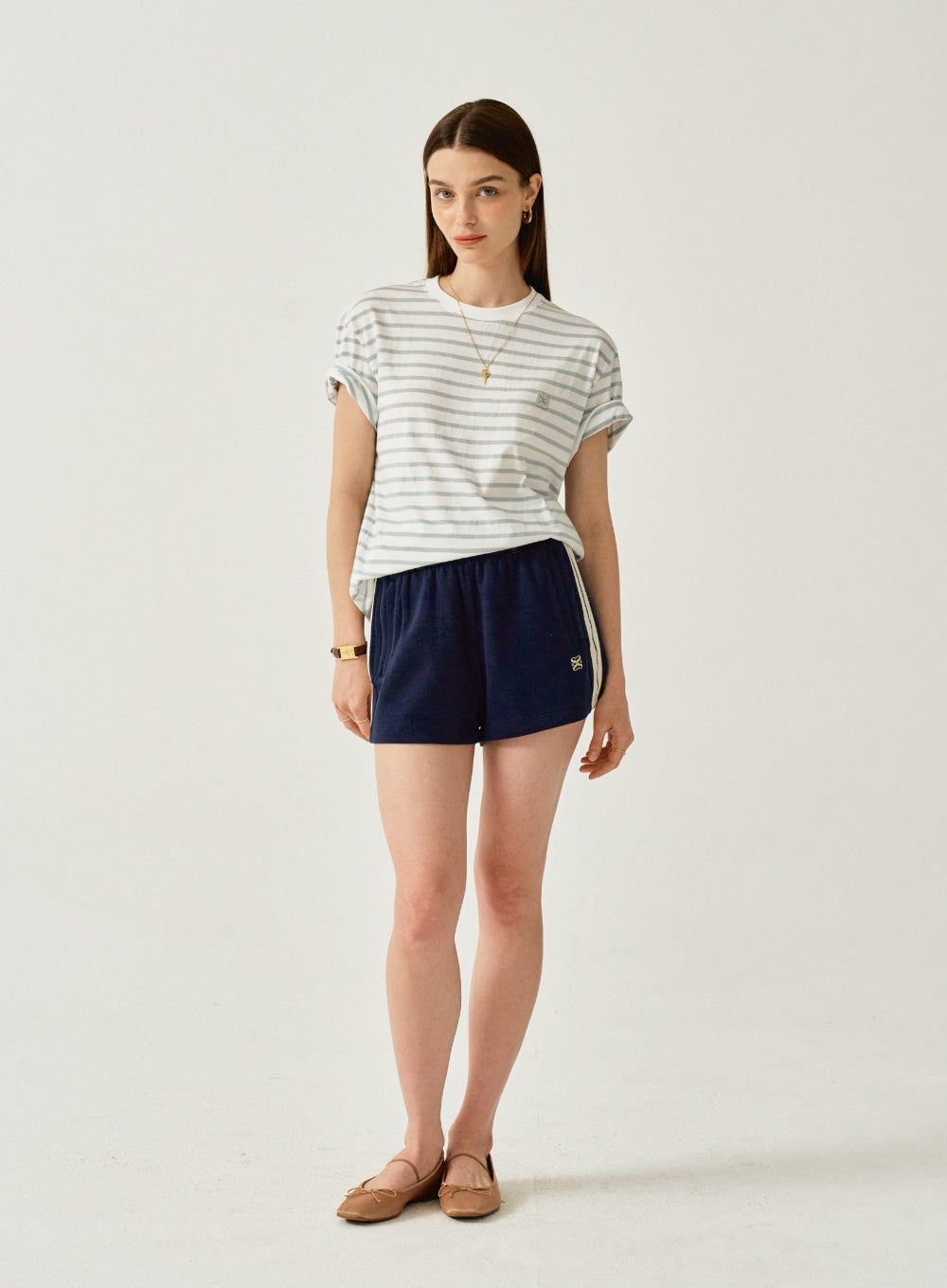 [satur] (W) All Day Basic Stripe T-Shirt - Mint