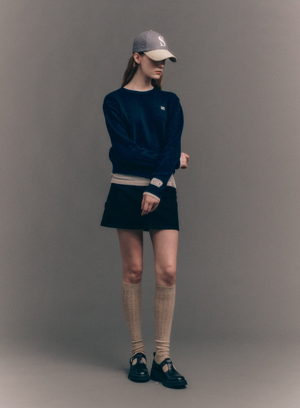 [satur] Wool Faux Suede Casual Ball Cap - Beige