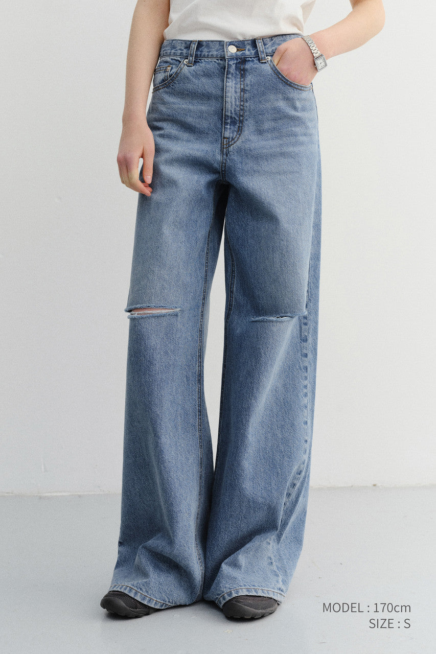 Dunst Damaged Wide Jeans Classic Blue