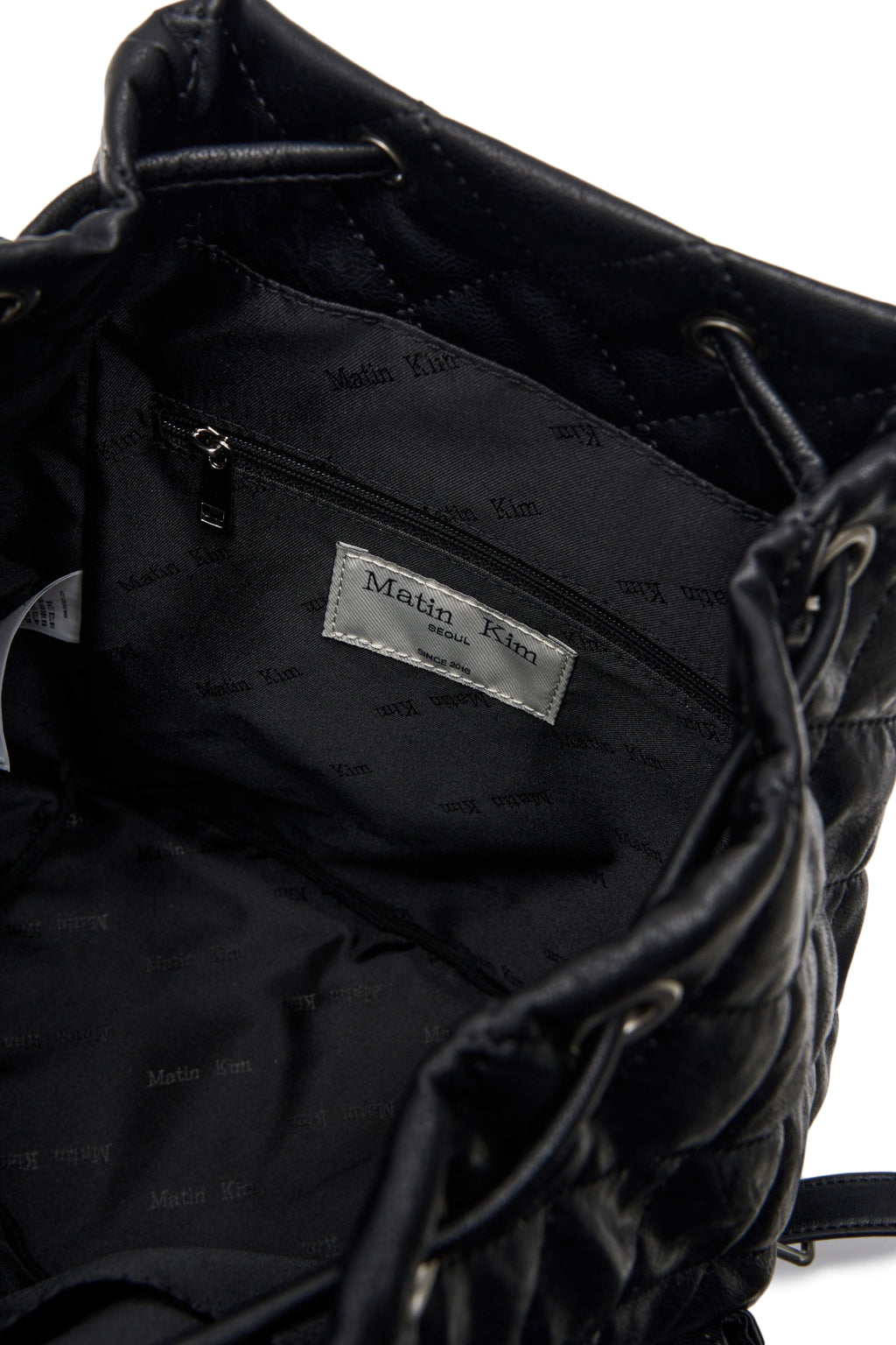 [matinkim] DOUBLE POCKET QUILTING BACKPACK IN BLACK