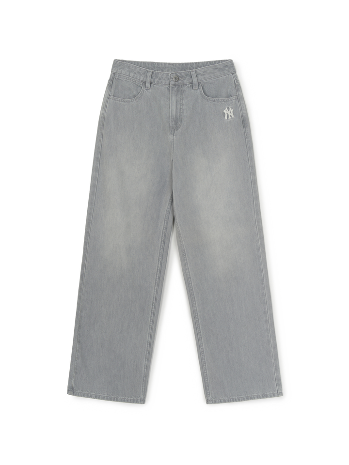 MLB Korea Women's Basic Small Logo Summer Tencel Wide Denim Pants