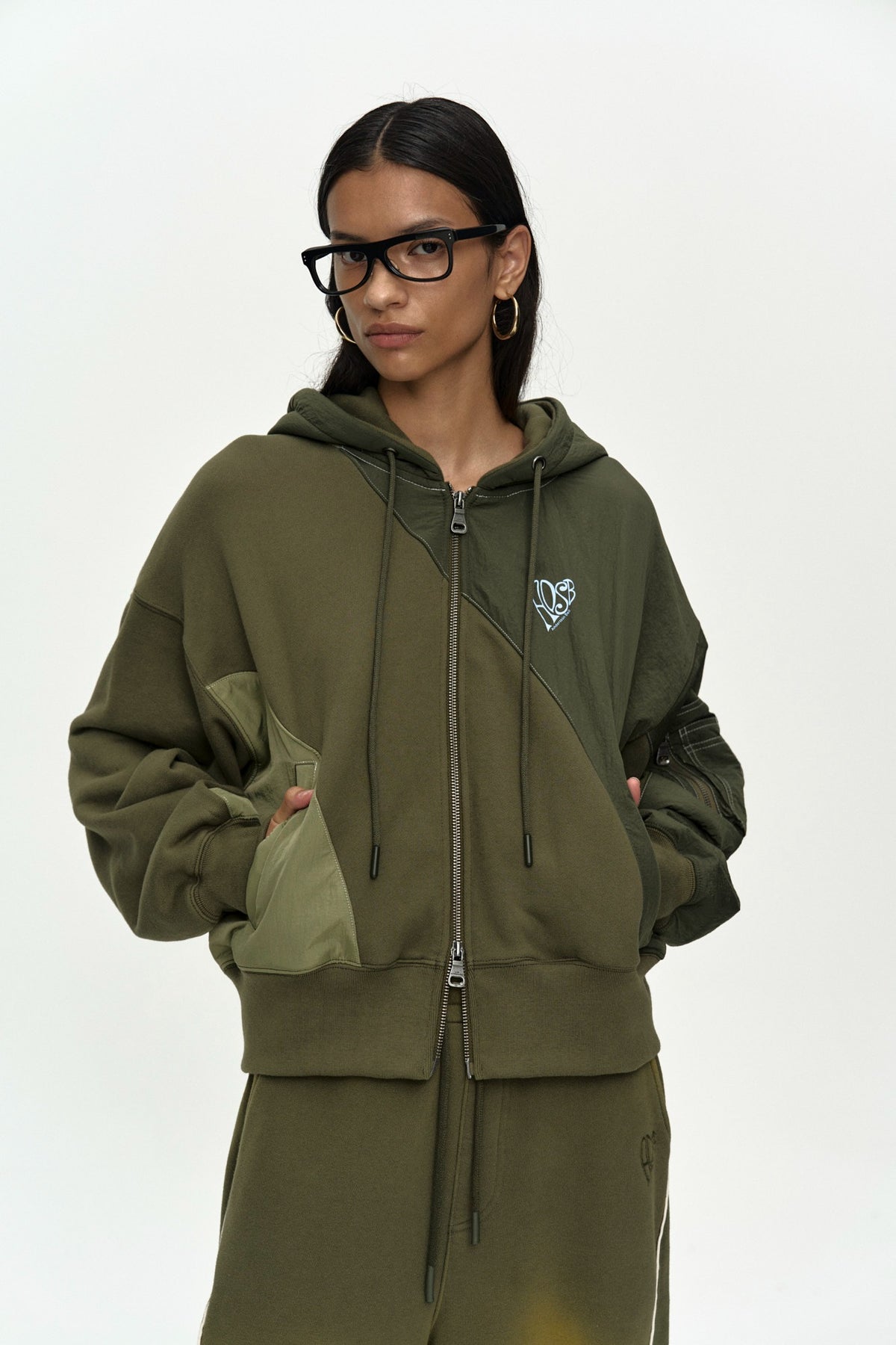 Andersson Bell Patchwork MA-1 Hoodie Zip UP