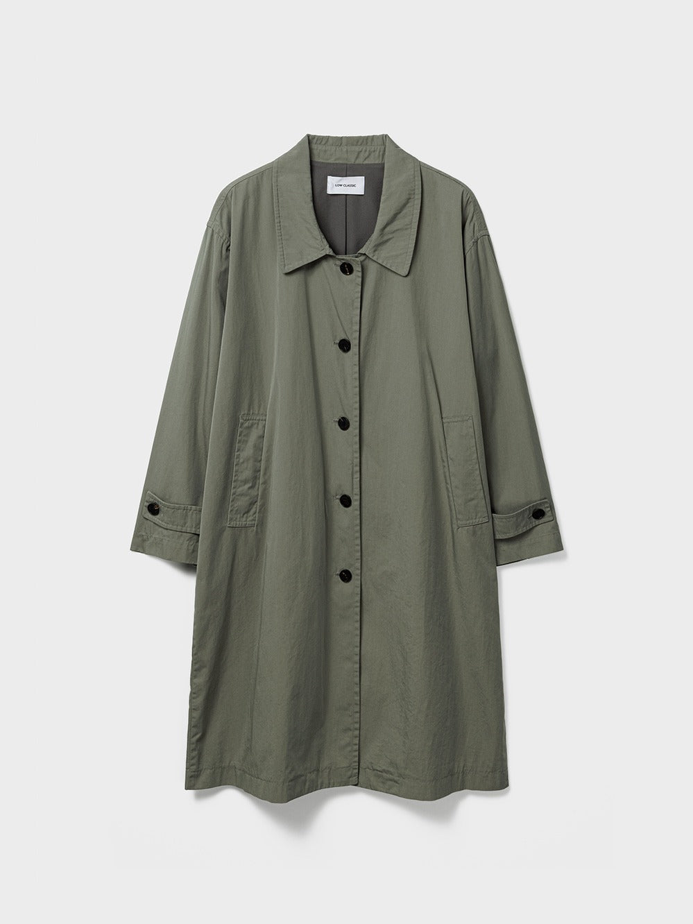 Low Classic Cotton Draped Trench Coat Khaki