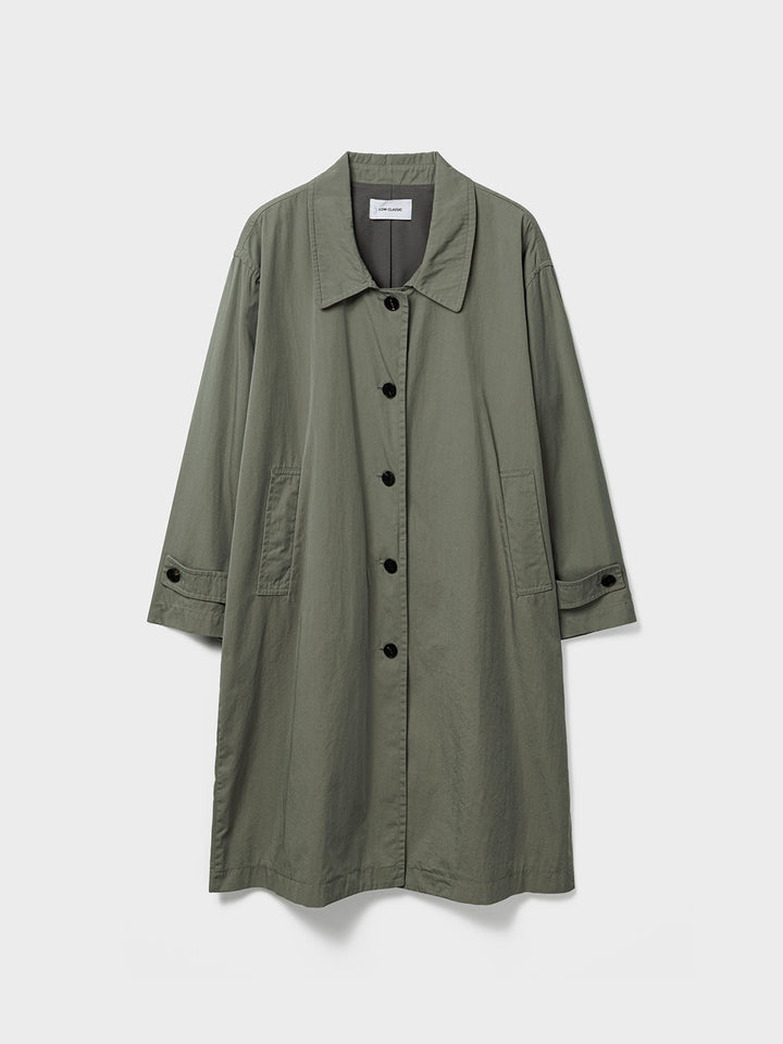 Low Classic Cotton Draped Trench Coat Khaki