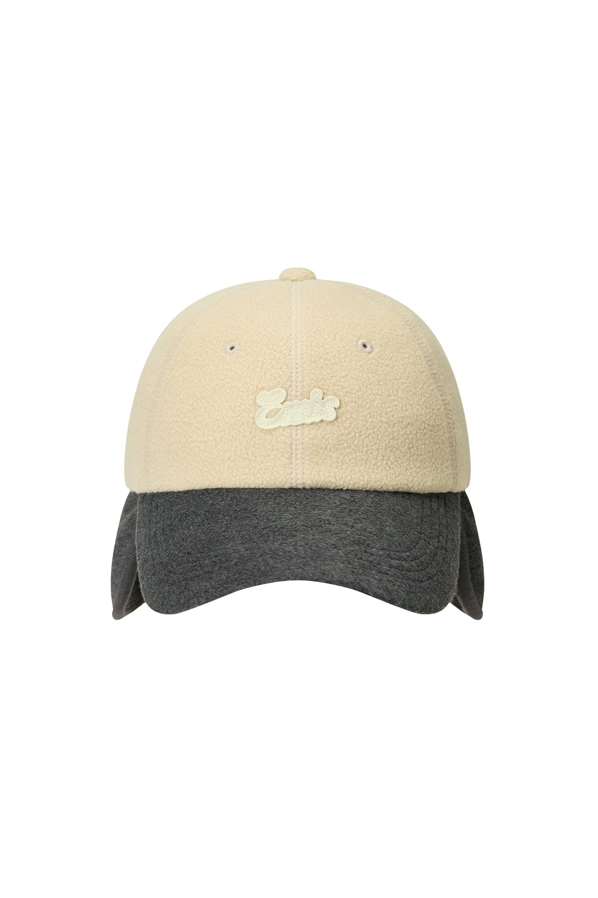 Emis Small Line Patch Fleece Ball Cap-Beige